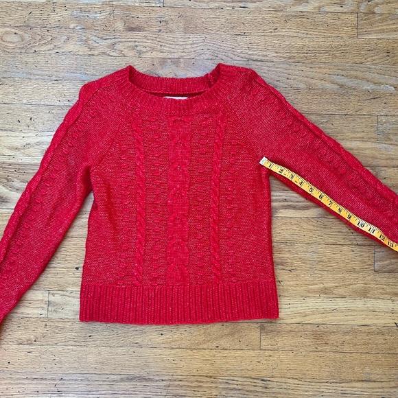 LOFT Red Cable Knit Sweater, Size S - Picture 11 of 13